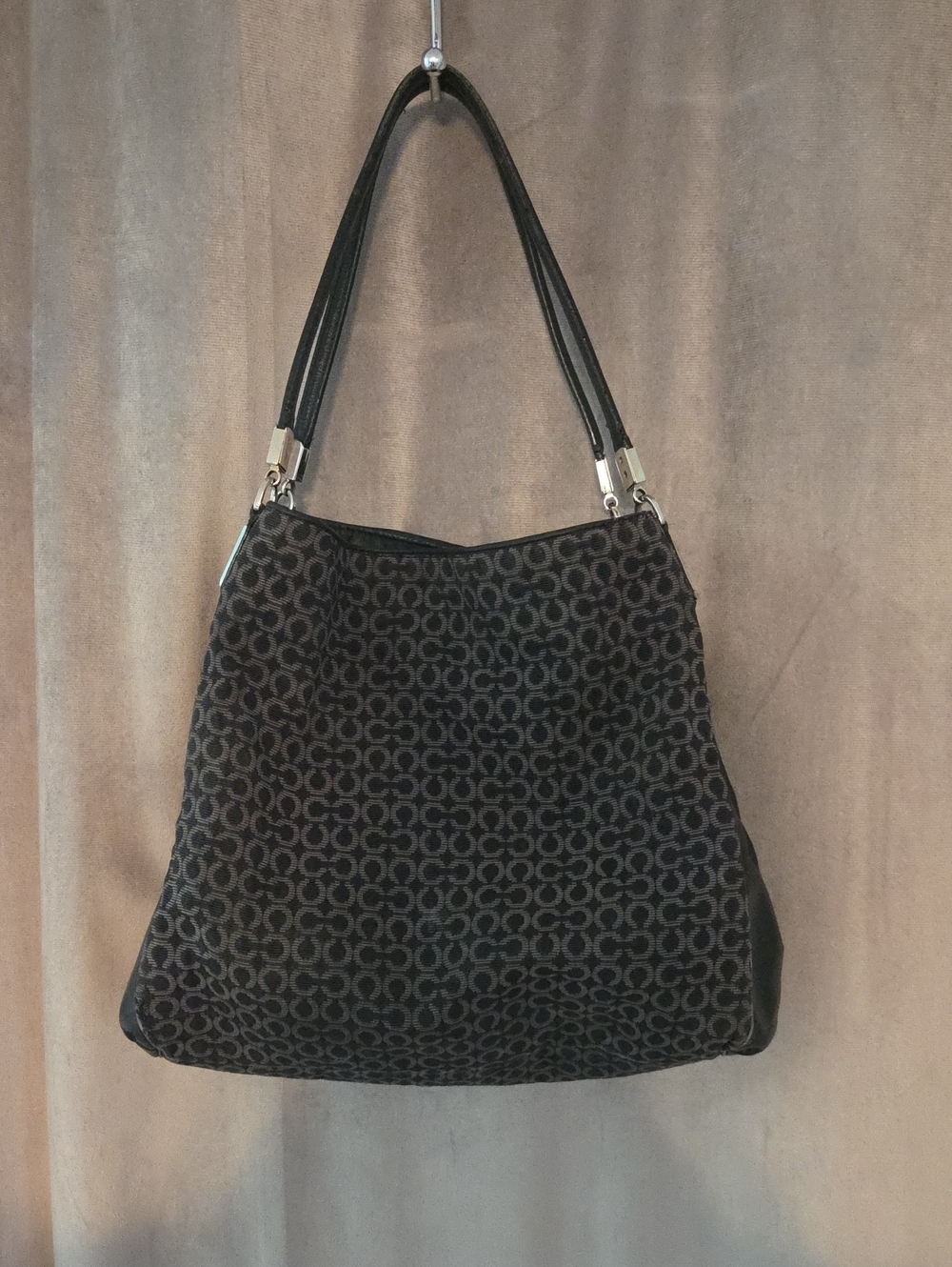 Coach Black Signature Jacquard Shoulder Bag